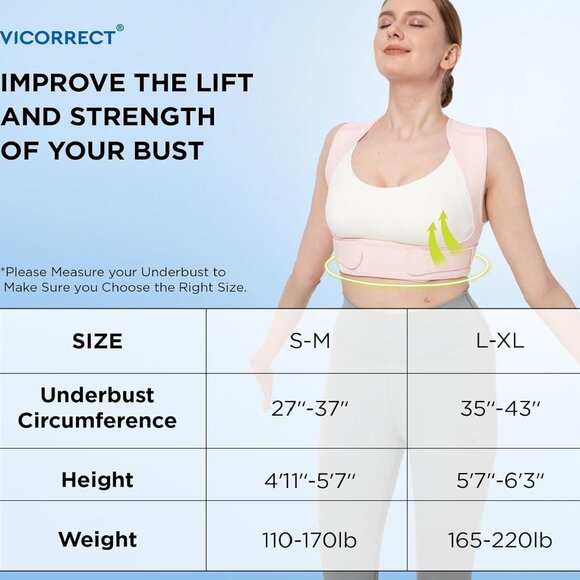VICORRECT Posture Corrector for Women - Upper Back Brace Adjustable & Breathable - Picture 7 of 10